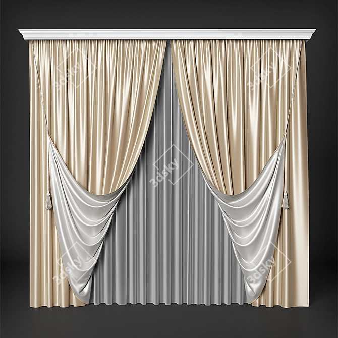 Elegant Classic Curtains 3D model image 1