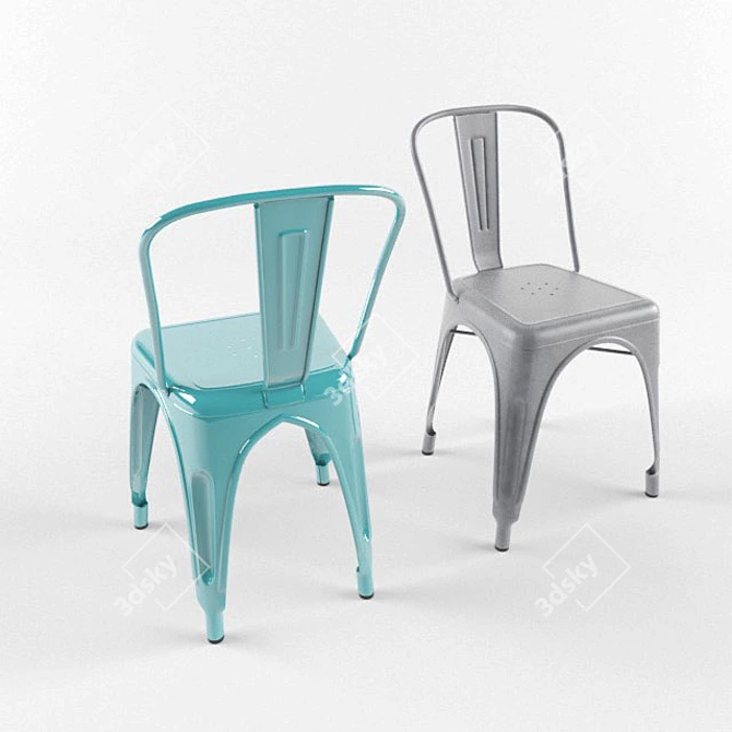 Vintage Metal Tolix Chair 3D model image 2