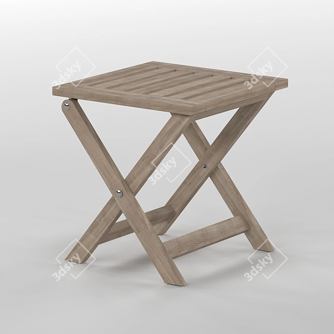 Portable Wooden Folding Stool 3D model image 1