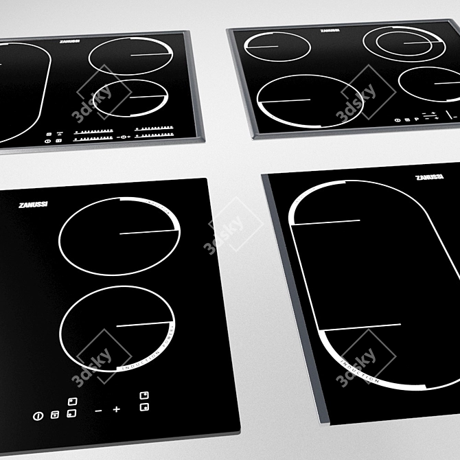 Title: Zanussi Set of Built-In Induction Cookers 3D model image 2