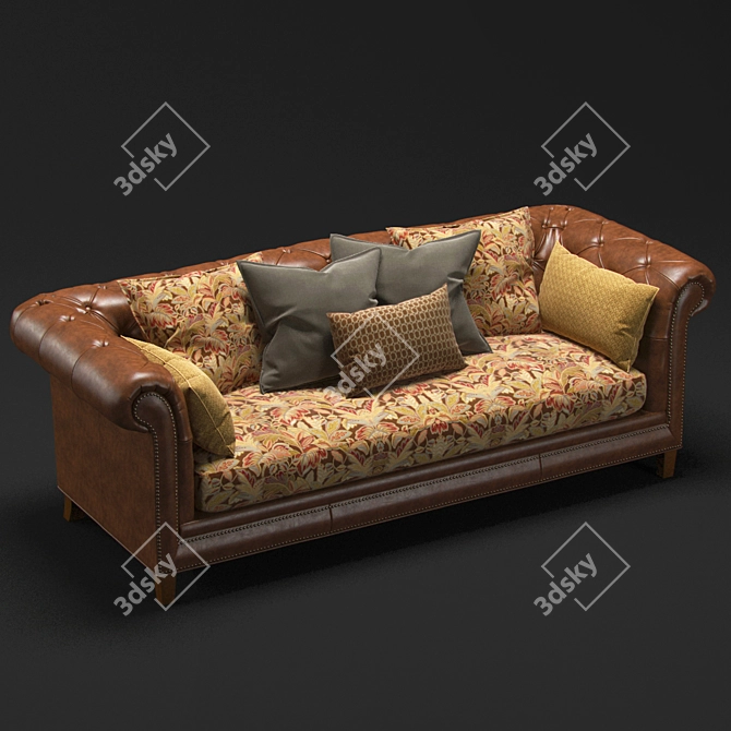 Moreno Leather Sofa - Luxury and Comfort Combined 3D model image 1