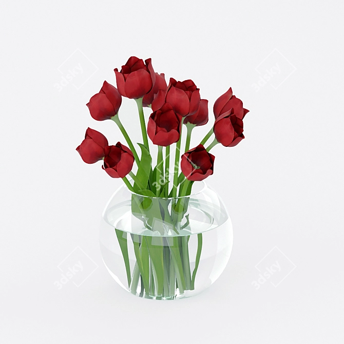 Elegant Tulips in a Vase 3D model image 1