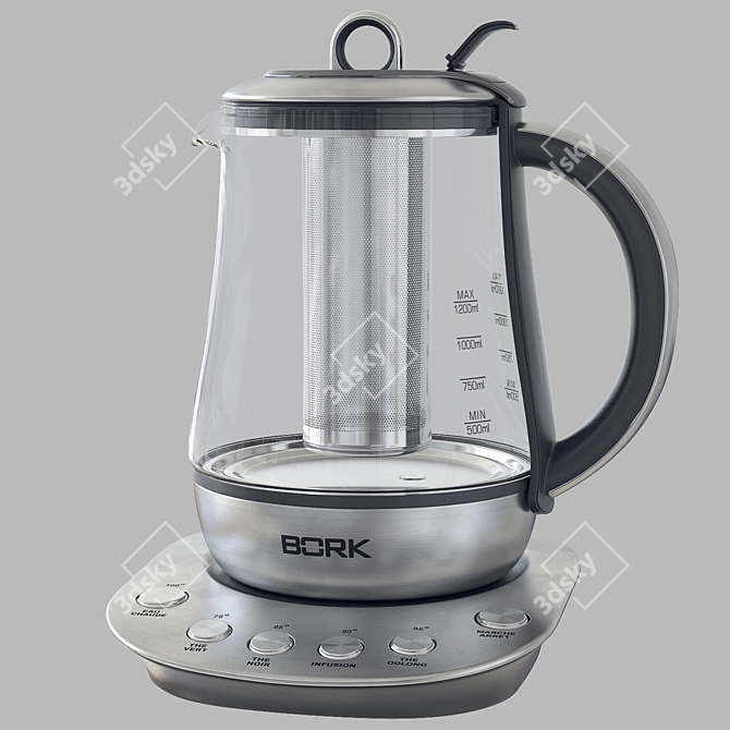 Sleek Stainless Electric Kettle 3D model image 1