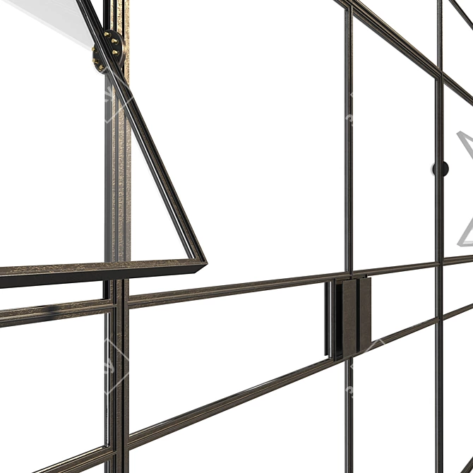 Black Steel Triple Door Set 3D model image 2