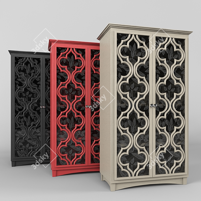 Versatile White Wood Storage Cabinet 3D model image 1