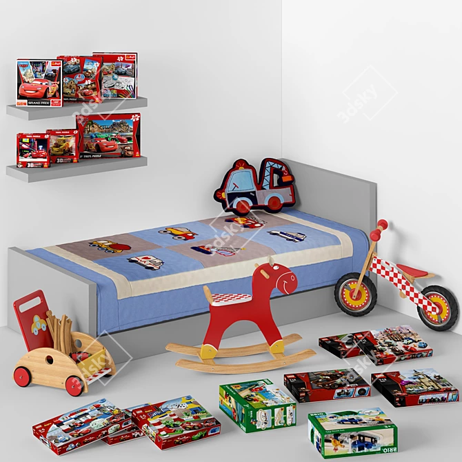 Rev up the Fun: Boy's Room Decoration Set 3D model image 2