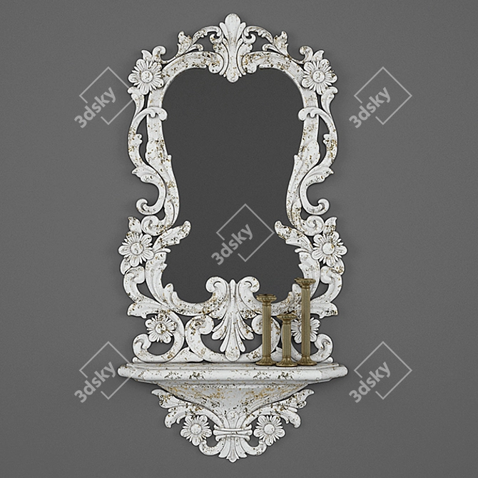 Vintage White Mirror: Classic Charm for Your Space 3D model image 1