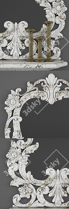 Vintage White Mirror: Classic Charm for Your Space 3D model image 2