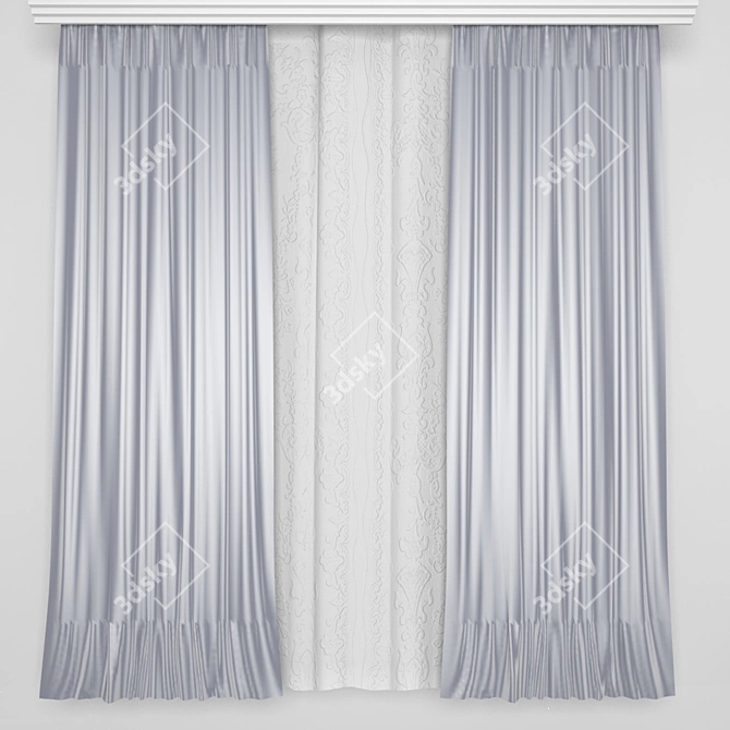 Silk Drapes with Dense Tulle 3D model image 1