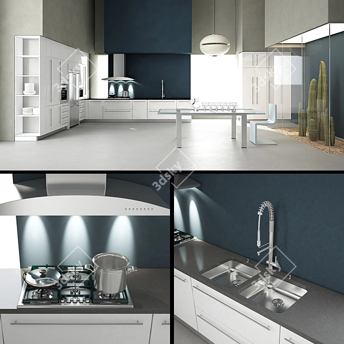 Modern Kitchen Set 3D model image 1