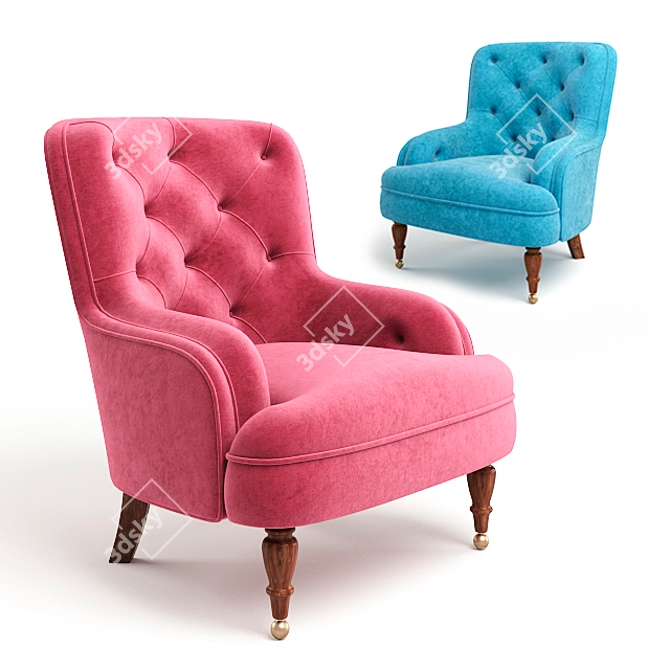 Tufted Legged Penelope Armchair 3D model image 1