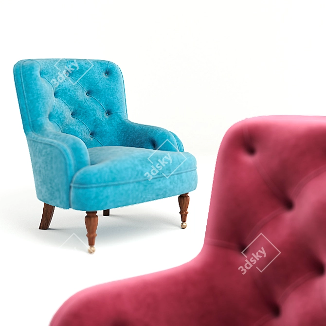 Tufted Legged Penelope Armchair 3D model image 2