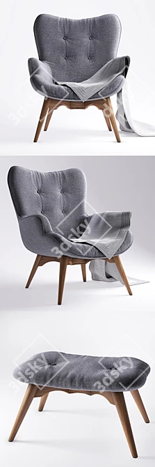 EJERSLEV Armchair with Pouf - Stylish and Comfortable 3D model image 2