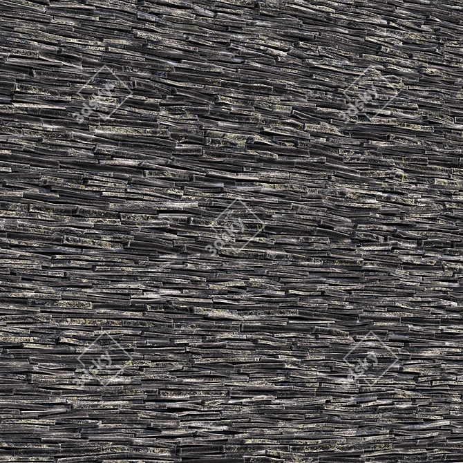 Sleek Slate Stone Wall 3D model image 2