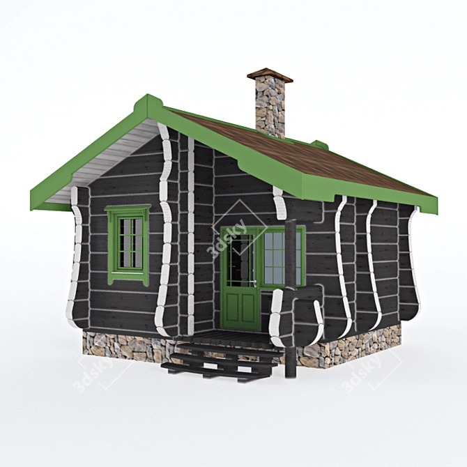  Rustic Logwood Bathhouse 3D model image 1