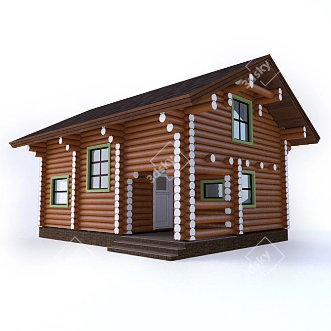 Natural Log House, 200mm Thick 3D model image 1