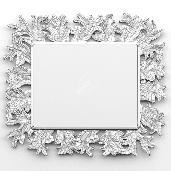 Elegant Rectangular Glass Mirror 3D model image 2