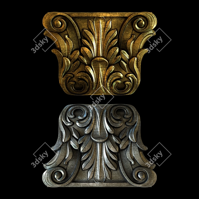 Golden Silver Pilaster Capital 3D model image 1