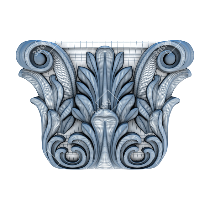 Golden Silver Pilaster Capital 3D model image 2