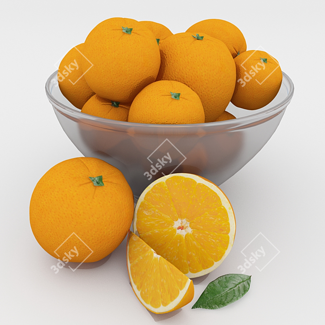 Citrus Delight: Bowl of Oranges 3D model image 1