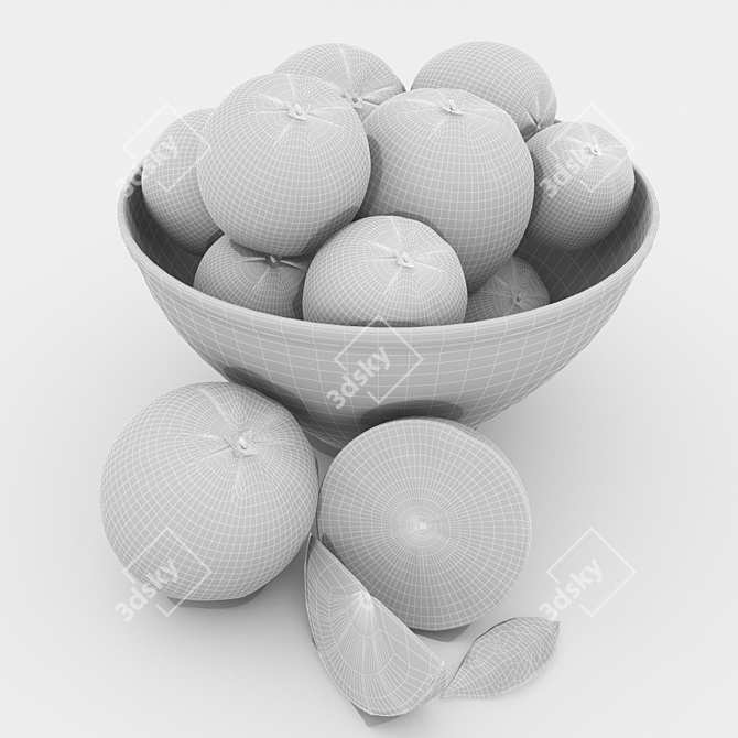 Citrus Delight: Bowl of Oranges 3D model image 3