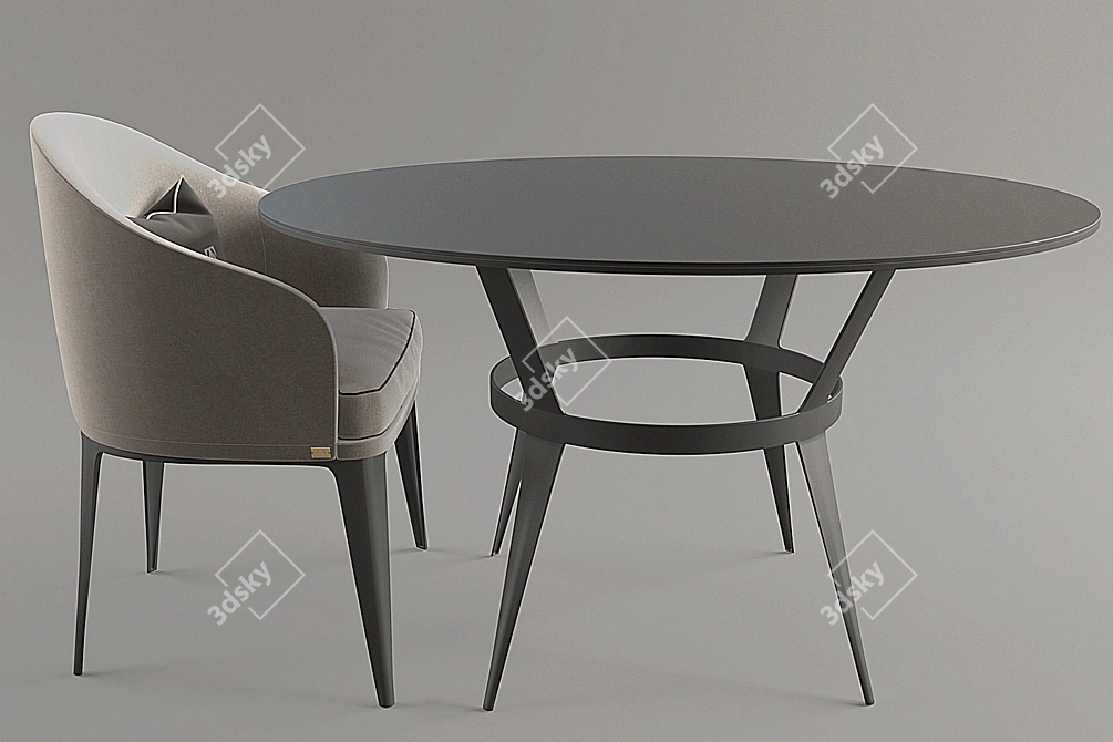 Elegant Metal Terrace Table 3D model image 2