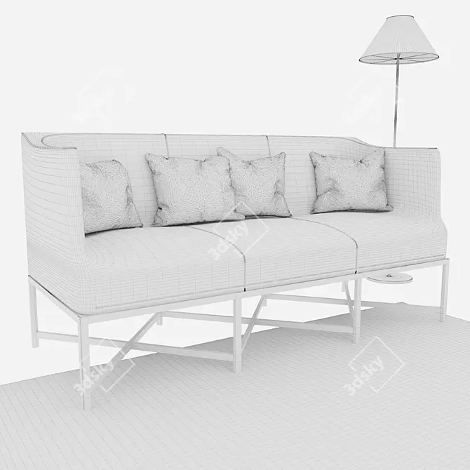 Elegant Reed Sofa Upholstered in Leather - 908 Series 3D model image 3