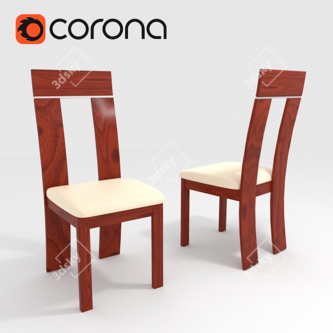 Modern Dark Walnut Chair 3D model image 1