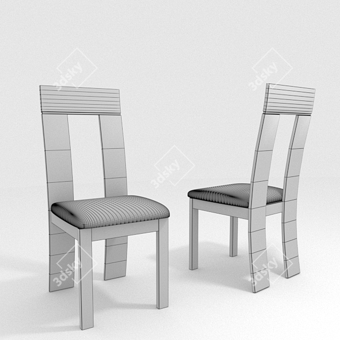 Modern Dark Walnut Chair 3D model image 3