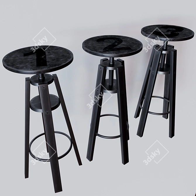 DALFRED Industrial Black Bar Stool 3D model image 1