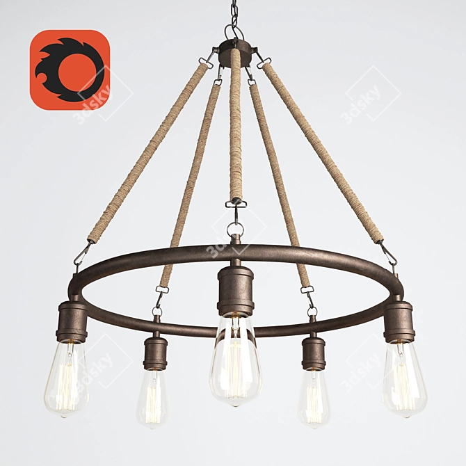 Anette 5-Light Loft Chandelier 3D model image 1