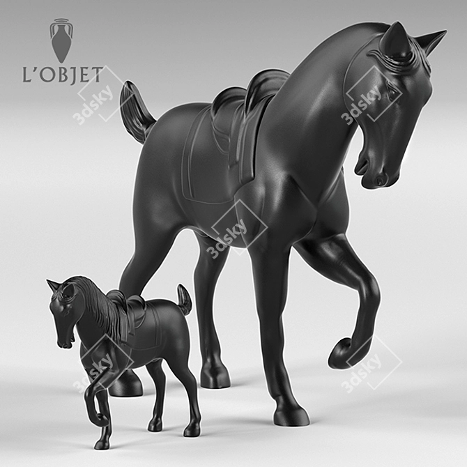 Elegant Handcrafted Horse Sculptures 3D model image 1