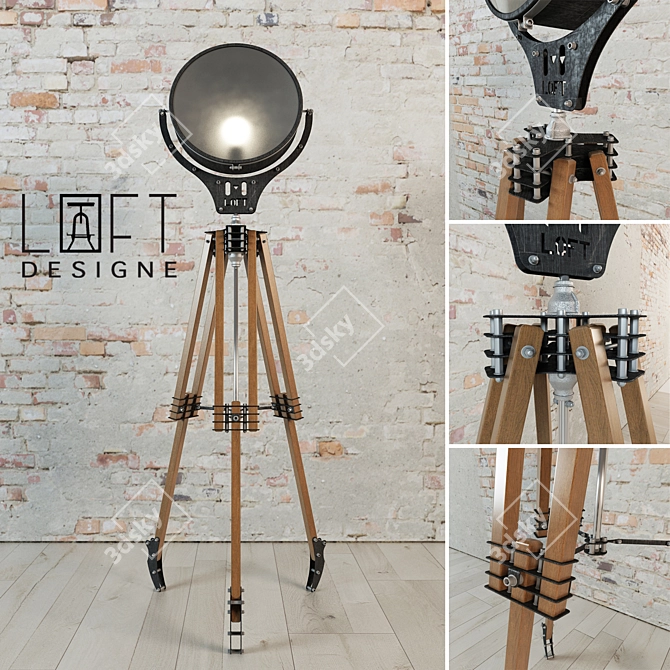 Industrial Loft Floor Lamp 3D model image 1