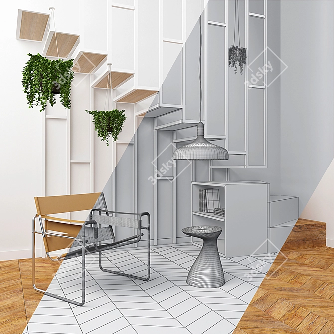 Title: Wassily Armchair Set with Stairs 3D model image 2
