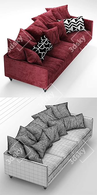 Velvet Corner Sofa 3D model image 3