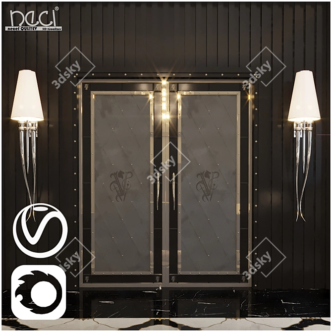 Sleek Visionnaire Door 3D model image 2