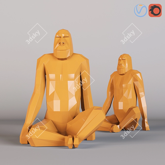 Polygon Gorilla Sculpture 3D model image 1