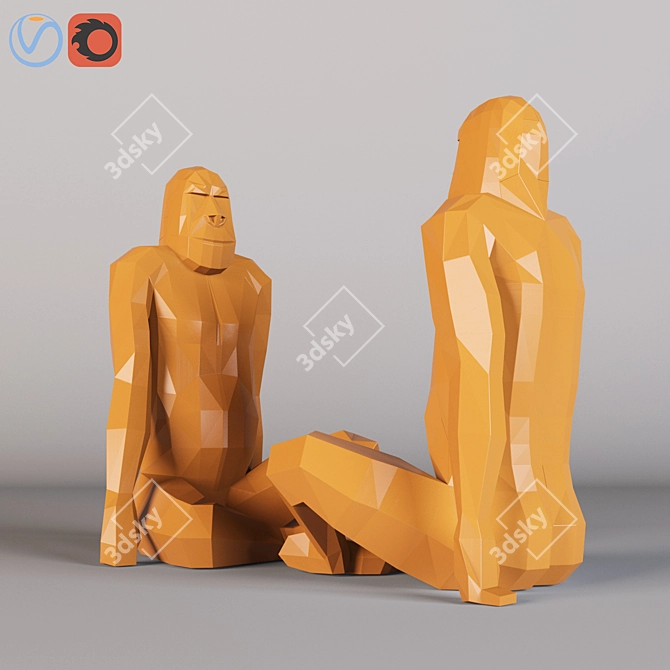 Polygon Gorilla Sculpture 3D model image 2