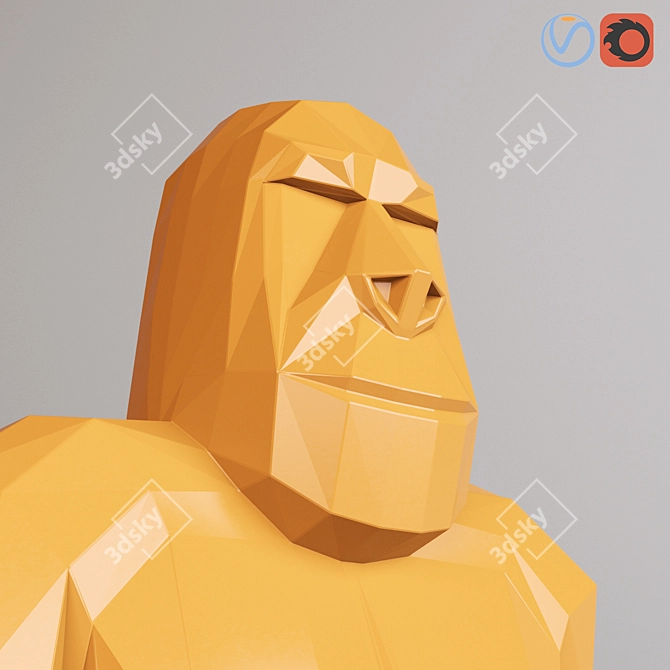 Polygon Gorilla Sculpture 3D model image 3