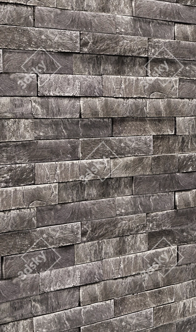 Sleek Slate Wall Tiles 3D model image 2