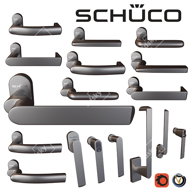 Schuco Door & Window Hardware Set 3D model image 1