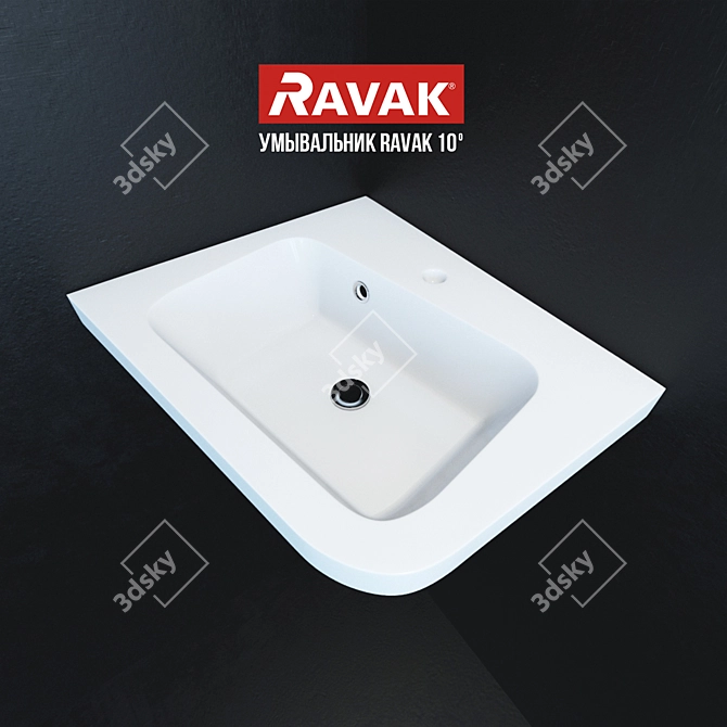 Ravak Wash 10: Corner Wash Basin with 10° Offset 3D model image 1