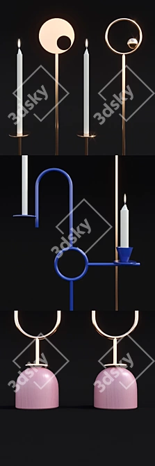 Iconic Paris-Memphis Candlesticks 3D model image 2