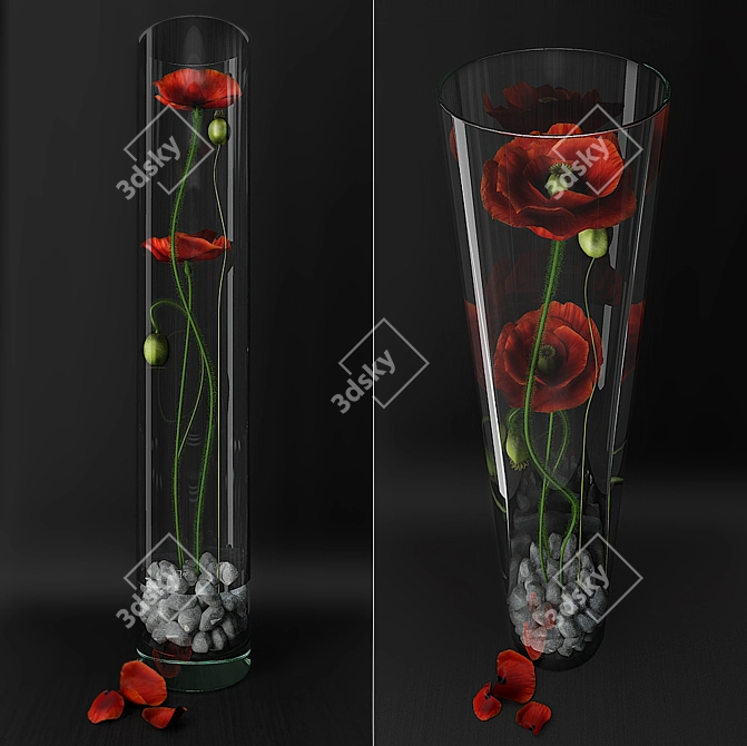 Crimson Blooms: Red Poppy 3D model image 1