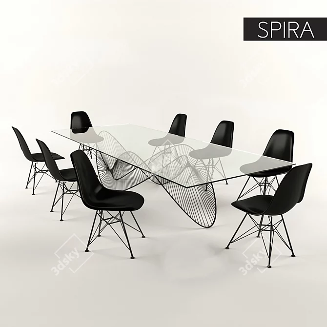 Spiral Structure Dining Set 3D model image 1