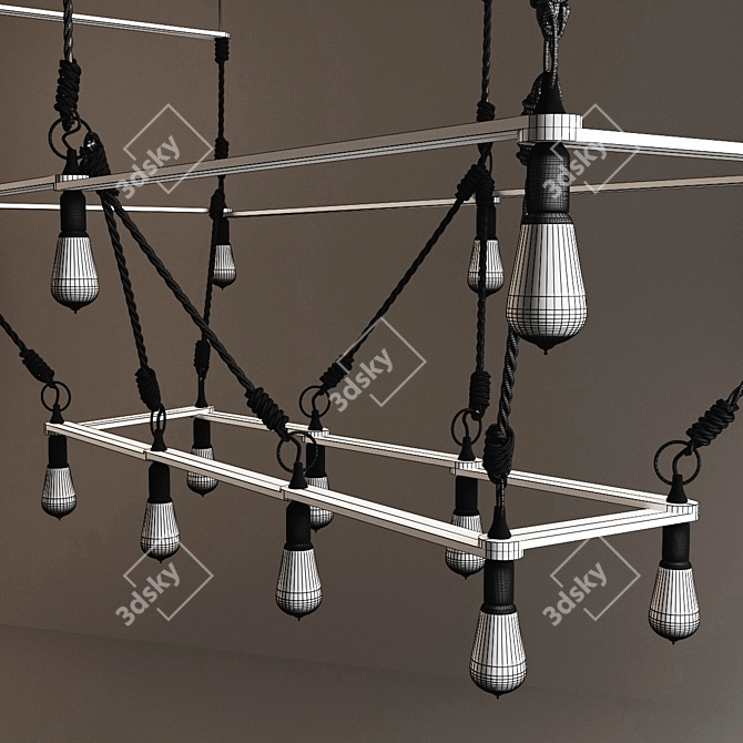 Industrial Black Metal and Glass Hanging Loft Lamp 3D model image 3