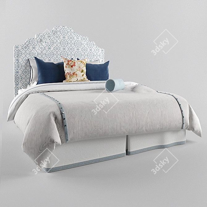 Elegant Temple Queen Headboard 3D model image 2