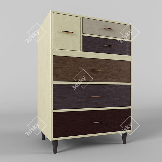 Versatile 6-Drawer Wardrobe in Multiple Colors 3D model image 1