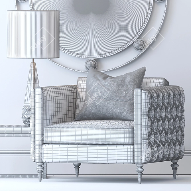 Elegant 4-Piece Furniture Set: Sofa, Chair, Table, Console 3D model image 3