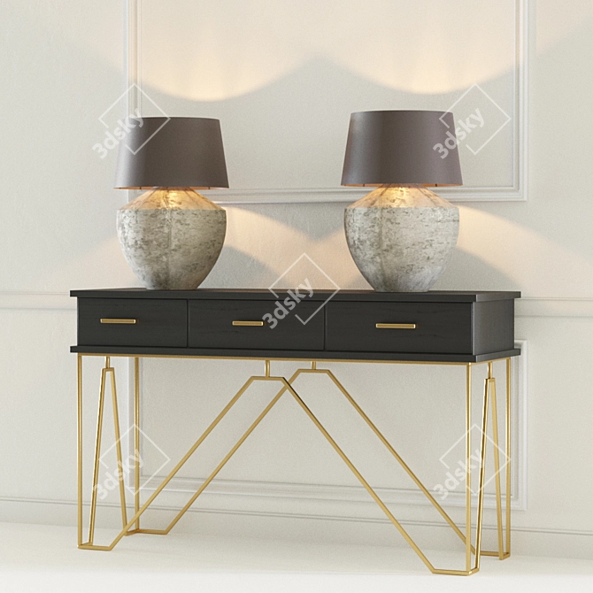 Stylish Madison Console Table 3D model image 1